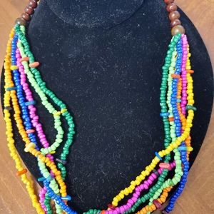 Seed Bead and Wood necklace
